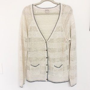 Lucky Brand crochet boyfriend cardigan DD110